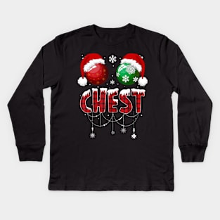 Funny Chest Nuts Couples Christmas Chestnuts Kids Long Sleeve T-Shirt